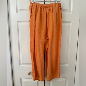 Flax wide leg pants.